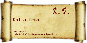 Kalla Irma névjegykártya