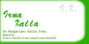 irma kalla business card